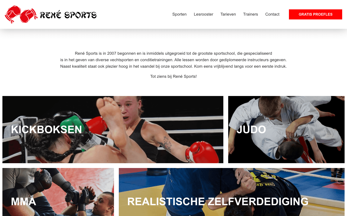 De oude homepage van René Sports uit augustus 2024, via de Wayback Machine