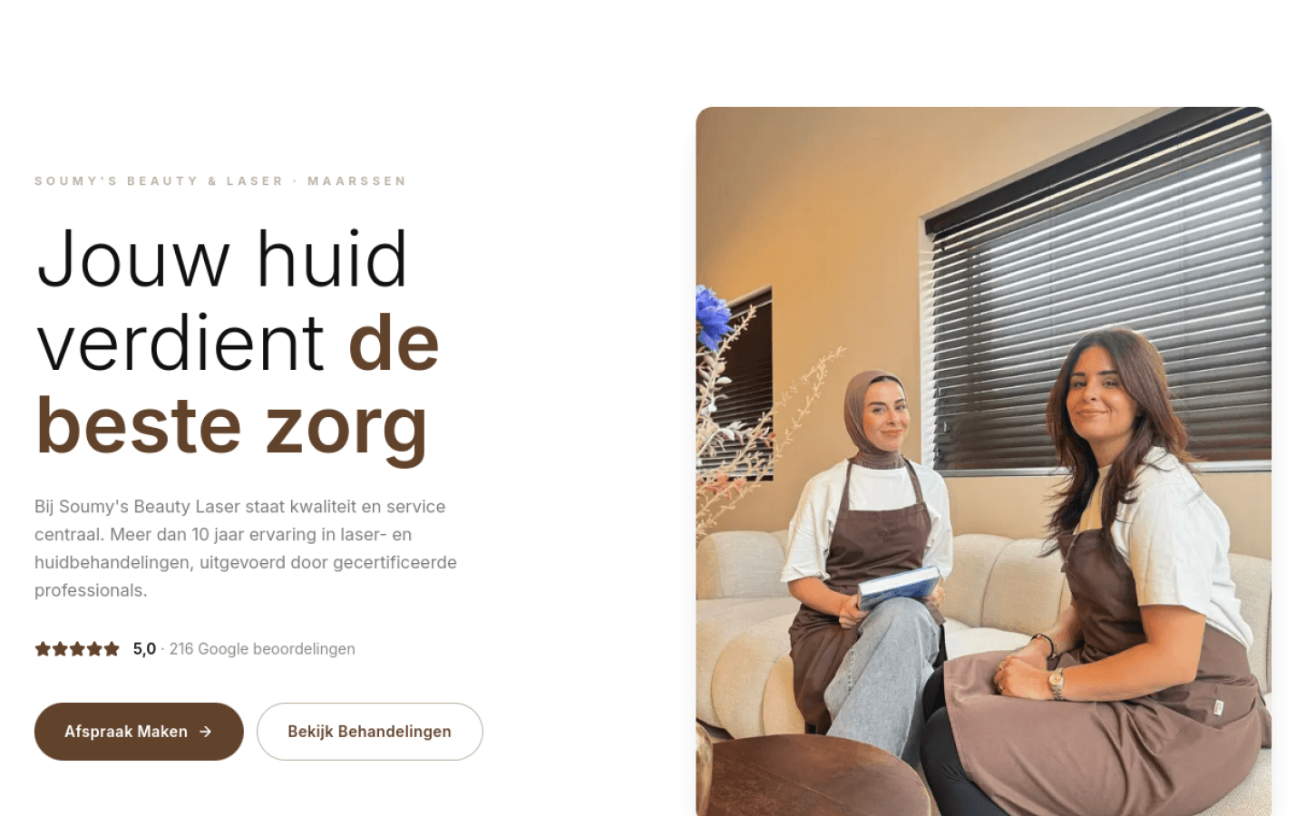 De vernieuwde hero van Soumy's Beauty & Laser